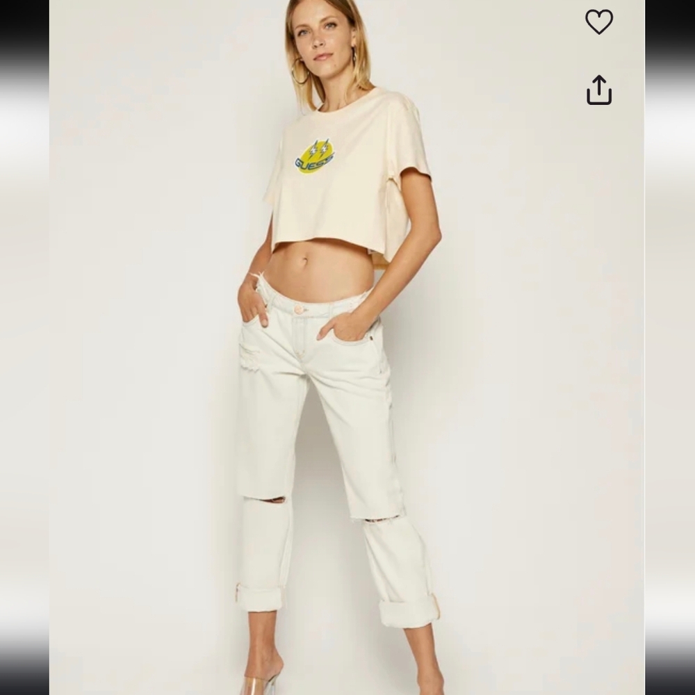 Women's GuessX J Balvin Smile- Crop Tee- SZ M